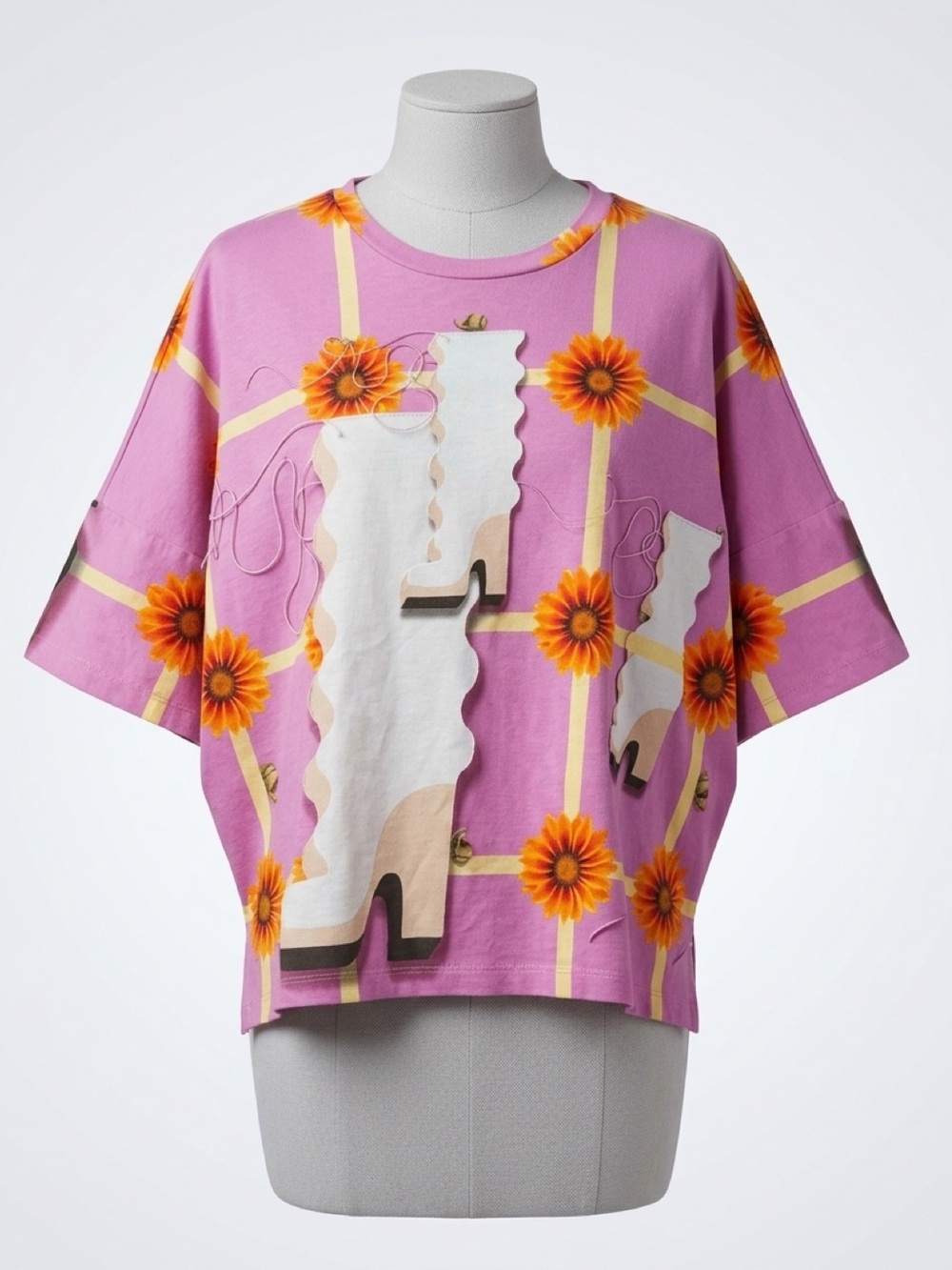 Loewe SS21 Jonathan Anderson “wallpaper” print kimono tee, pink/orange, M, GUC